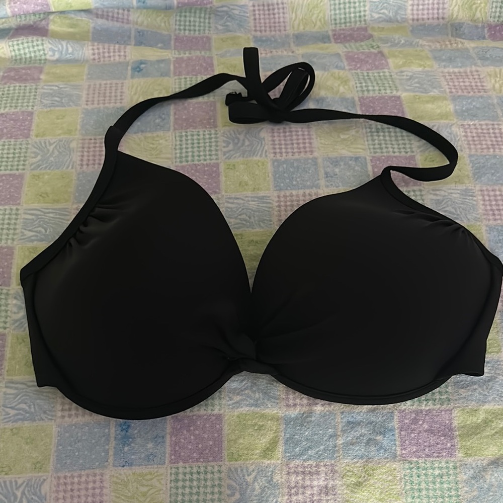 Xhilaration Black Front Knot Bikini Top Size D/DD